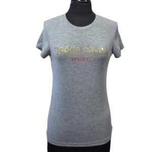 Roberto Cavalli Sport Gray T-Shirt M? Luxury Baddie Y2K Tee Retro Hottie
